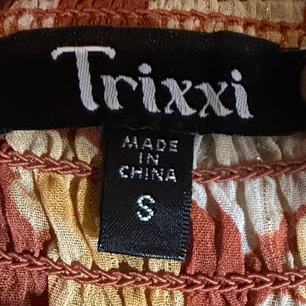 Trixxi Orange and Cream Floral Long Sleeve Dress - Picture 4 of 4